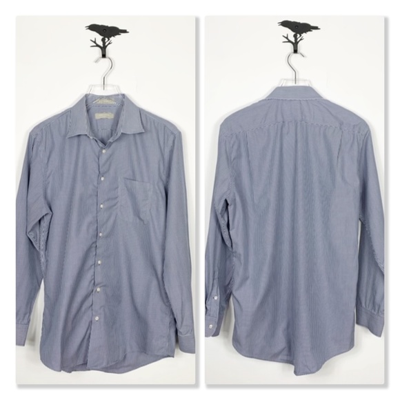 Nordstrom Blue/White Pinstripe Button Down Shirt - Picture 1 of 8